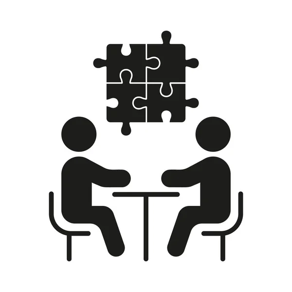Pessoas Fazer Brainstorming Meeting Cooperação Negócios Colaboração Glyph Pictogram Ícone — Vetor de Stock