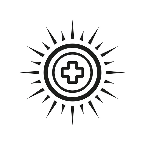 Икона Линии Защиты Пиктограмма Защита Кожи Охрана Здоровья Используйте Солнцезащитный — стоковый вектор