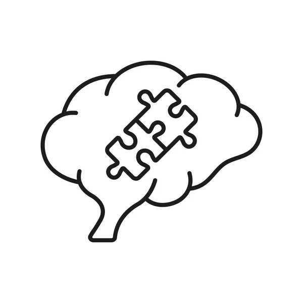 Puzzle Human Brain Line Icon Jigsaw Creative Mind Concept Problem — Stock Vector