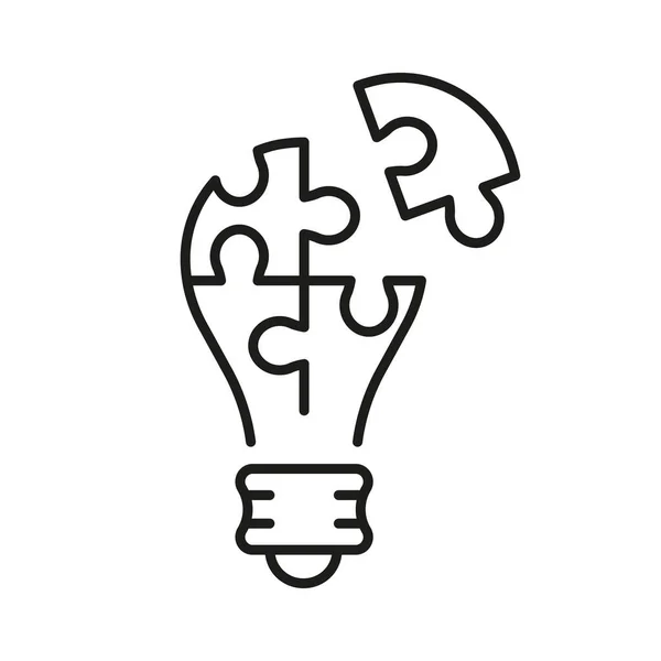 Puzzle Forma Lâmpada Ícone Linha Ideia Conceito Jigsaw Lâmpada Inspiração — Vetor de Stock
