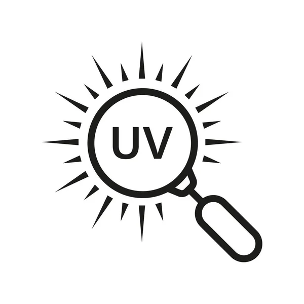 Icona Della Linea Ricerca Raggi Ultravioletti Con Lente Ingrandimento Pittogramma — Vettoriale Stock