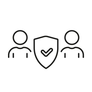 Kullanıcı Takım Hattı Simgesi 'nin güvenliği. İş Ana Hattı Sembolünde Güvenlik. İnsan Veri Koruma, Kalkan Koruma Grubu Doğrusal Pictogram. Düzenlenebilir Vuruş. İzole Vektör İllüstrasyonu.