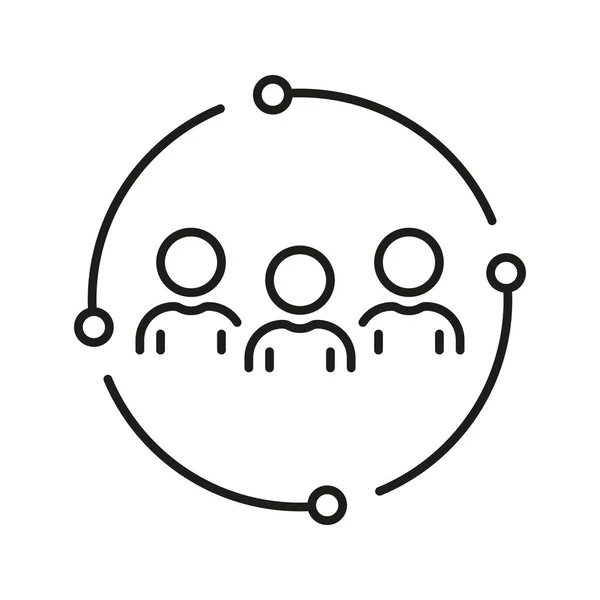 Mitarbeiter Team Line Icon Menschen Kreis Soziale Gruppeneinheit Lineares Piktogramm — Stockvektor