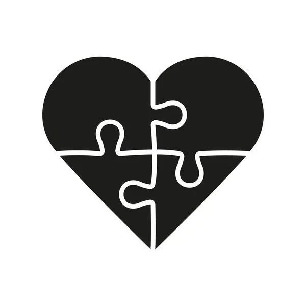 Παζλ Κομμάτια Ταιριάζουν Μαζί Glyph Εικονόγραμμα Ανθρώπινες Σχέσεις Αγάπη Αρμονία — Διανυσματικό Αρχείο
