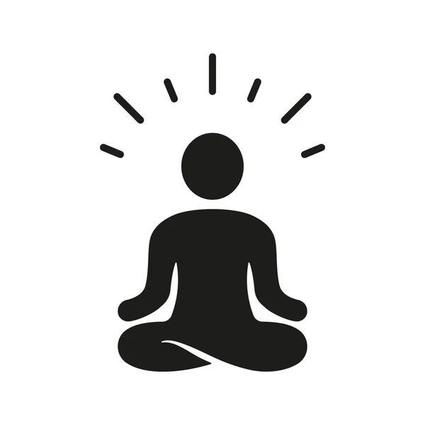 Person Sitter Lotus Pose Silhouette Ikonen Yoga Meditate Zen Och — Stock vektor