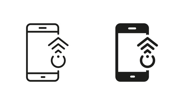 Swipe Smartphone Line Silhouette Black Icon Set Gesture Mobile Phone — Stock Vector