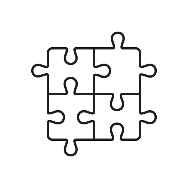 Square Puzzle Logic Game Teamwork Idea Concept Outline Icon Jigsaw — Stock Vector