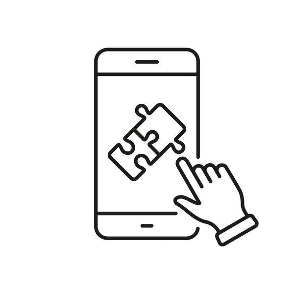 Smartphone Satır Simgesi Bilmece Oyunu Online App Jigsaw Cep Telefonu — Stok Vektör