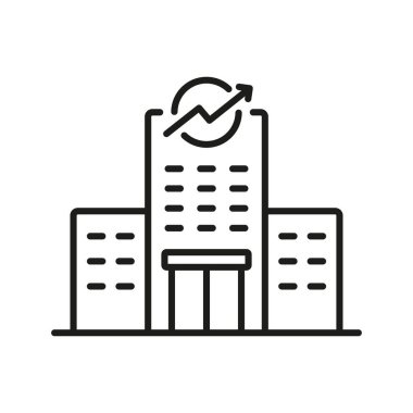 Emlak işi lineer Pictogram. Office Building Line Simgesi. Şehir Apartmanı, Şirket Cephesi İşareti. Residential House İnşaat Ana Hattı Sembolü. Düzenlenebilir Vuruş. İzole Vektör İllüstrasyonu.