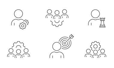 Hedef Satır Simgesi Ayarına odaklan. Stratejik Hedef Doğrusal Piktogram. Verimlilik Takım Çalışması ve İşbirliği. İş Amacı Ana Hattı Sembolü. Doğruluk Nişanı. Düzenlenebilir Vuruş. İzole Vektör İllüstrasyonu.