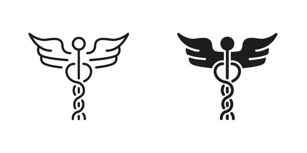 Emblema Farmacia Pictograma Del Hospital Signo Médico Caduceus Colección Símbolos — Archivo Imágenes Vectoriales