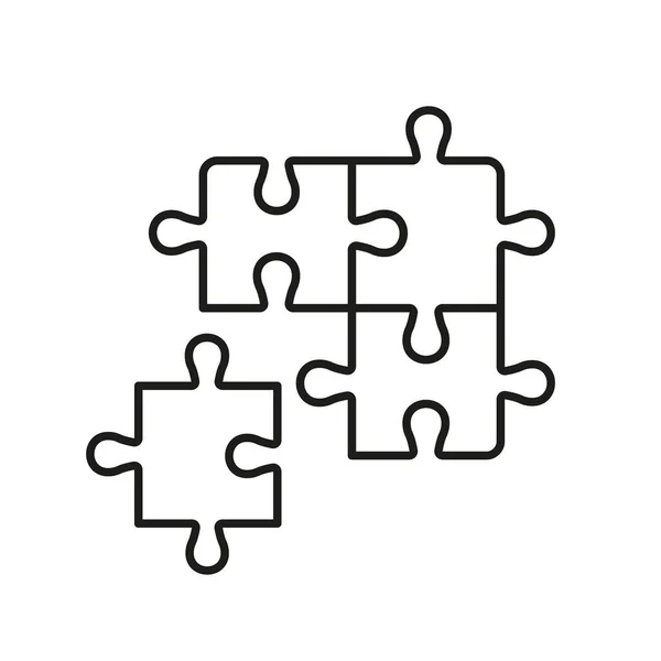 Puzzle Square Pieces Match Logic Combination Linear Pictogram Teamwork Idea — Stock Vector