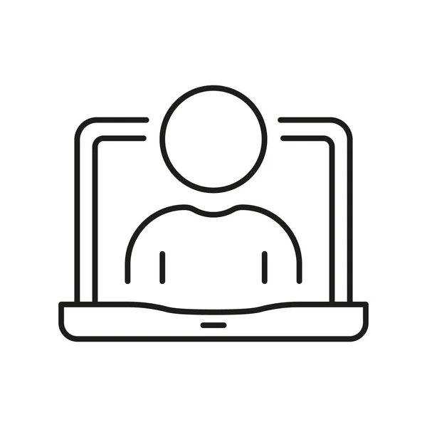 Άτομο Στο Laptop Line Icon Online Video Conference Χρήστης Υπολογιστών — Διανυσματικό Αρχείο