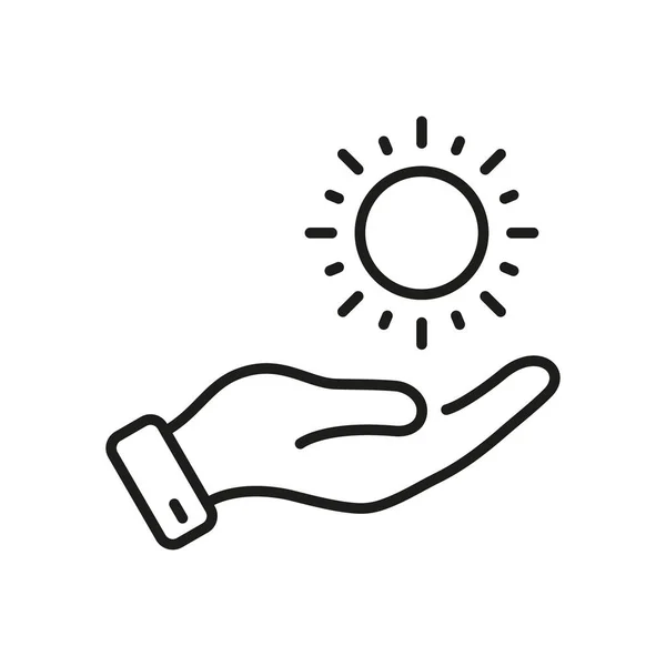 Περιβαλλοντική Φροντίδα Γραμμικό Εικονόγραμμα Πρωί Sunlight Σύμβολο Περίγραμμα Ηλιακή Οικολογική — Διανυσματικό Αρχείο