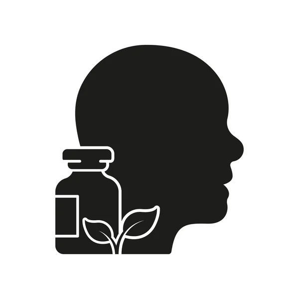 Eco Pharmaceutical Pill Healthy Person Silhouette Icon Natural Vitamin Glyph — Stock Vector