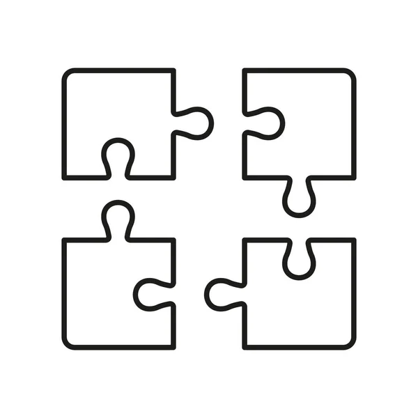 Jigsaw Square Pieces Combine Pictograma Linear Puzzle Desafio Trabalho Equipe — Vetor de Stock