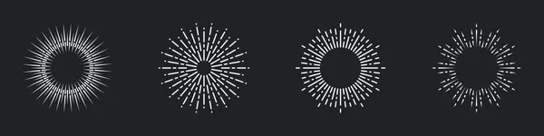 Sunburst Circle Sun Burst Icon Set Pictograma Luz Radial Decoración — Vector de stock