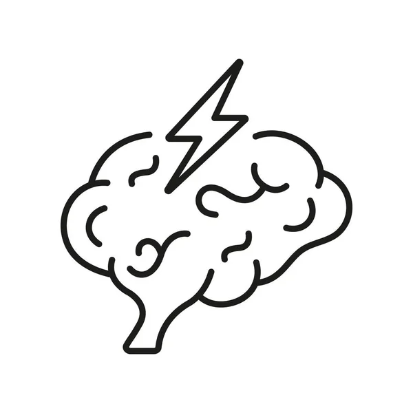 Stress Mental Ill Concept Line Icon Depression Migraine Linear Pictogram — Stock Vector
