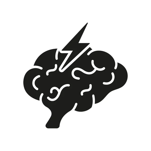 Stress Mental Problemsiluett Ikonen Migrän Kefalalgi Depression Glyf Piktogram Mänsklig — Stock vektor