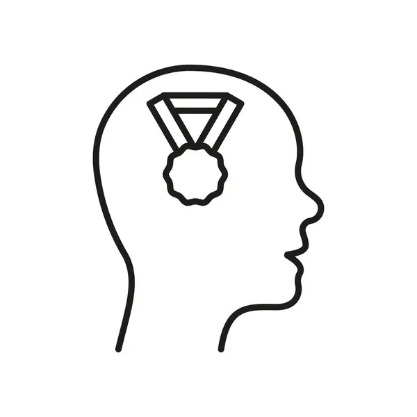 Икона Линия Мотивации Лидер Группы Goal Линейная Пиктограмма Знак Медаль — стоковый вектор