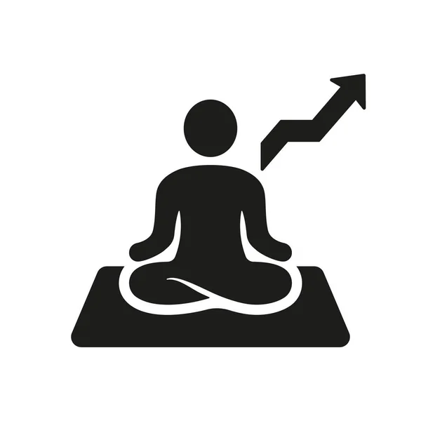 Balans Meditation Och Yoga Silhouette Ikonen Flexibel Person Meditera Pose — Stock vektor