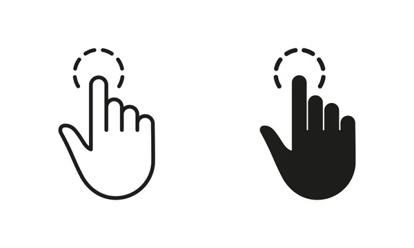 Touch Gesture Hand Cursor Computer Mouse Line Silhouette Icon Set — 스톡 벡터