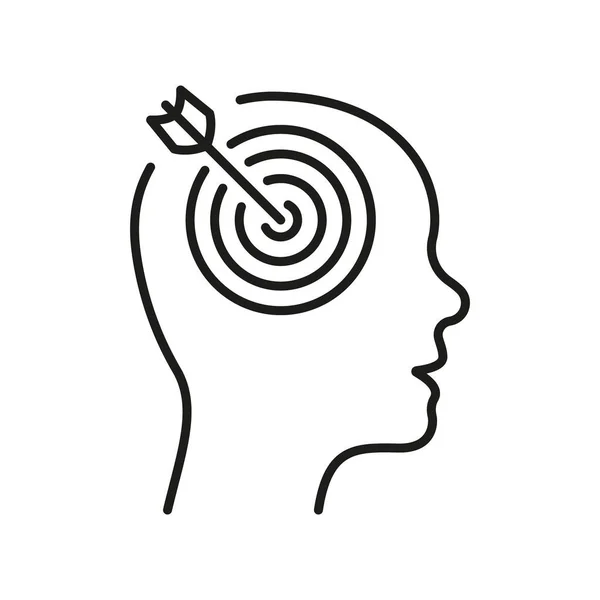 Goal Target Aim Focus Line Icon Objective Focused Human Head — Stock Vector
