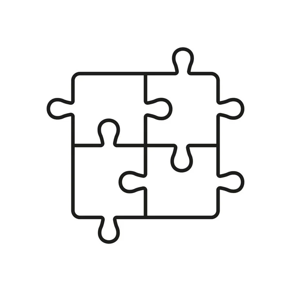 Puzzle Ícone Linha Solução Jigsaw Jogo Peças Quadradas Combinação Lógica — Vetor de Stock