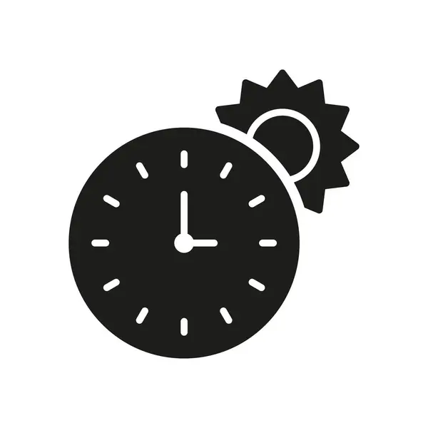 Summer Time Silhouette Icon Clock Sun Glyph Pictogram Morning Sunshine — Stock Vector