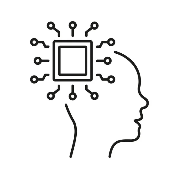 Artificial Intelligence Line Icon Digital Technology Human Brain Linear Pictogram — Vettoriale Stock