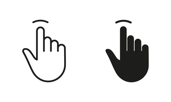 Tap Gesture Hand Cursor Computer Mouse Line Silhouette Black Icon — 스톡 벡터