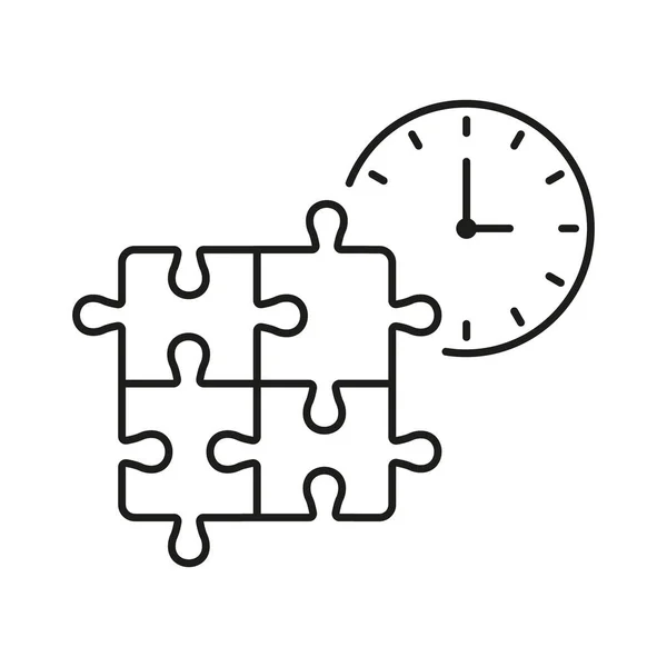 Puzzle Time Sürgősségi Megoldás Vonal Ikon Kirakós Darabok Óra Visszaszámlálás — Stock Vector