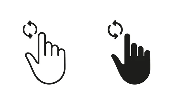 Ενημέρωση Επανάληψη Κύκλος Βέλη Χέρι Finger Line Και Silhouette Μαύρο — Διανυσματικό Αρχείο