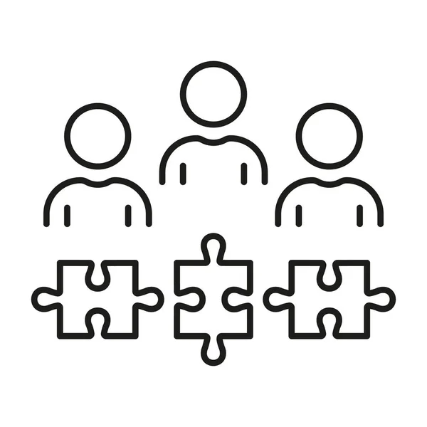 Partnership Success Team Building Unity Linear Pictogram Teamwork Collaboration Puzzle — Stock Vector
