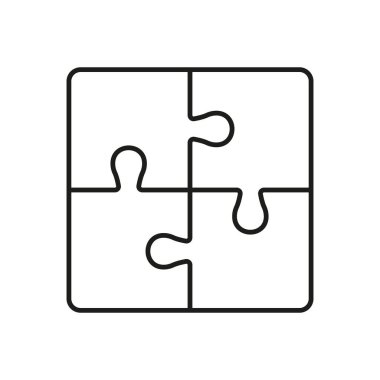 Bulmaca, Kombinasyon Çözüm Hattı Simgesi. Jigsaw Square Pieces Linear Pictogram ile eşleşiyor. Takım çalışması, fikir, Mantıksal Oyun Ana Hattı İşareti. Düzenlenebilir Vuruş. İzole Vektör İllüstrasyonu.
