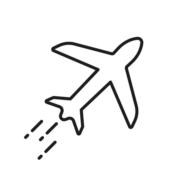 Ikona Linii Lotniczych Podróż Samolotem Piktogram Liniowy Ładunek Obrys Samolotu — Wektor stockowy