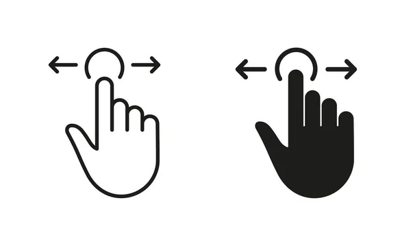 Scsh Gesture Right Left Hand Cursor Computer Mouse Line Silhouette — 스톡 벡터