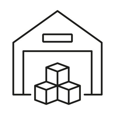 Depolama Hattı Simgesi. Depo Doğrusal Piktogram. Ticari Market Tabelasında Kargo Kutuları. Nakliye Servisi için Depo Ana Hattı Sembolü. Düzenlenebilir Vuruş. İzole Vektör İllüstrasyonu.