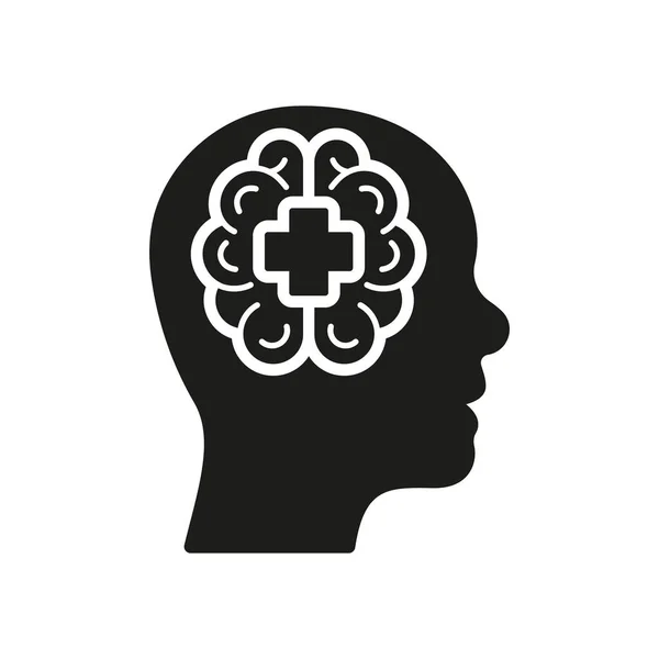 Santé Mentale Icône Silhouette Medical Aid Humans Psychological Disorder Glyph — Image vectorielle