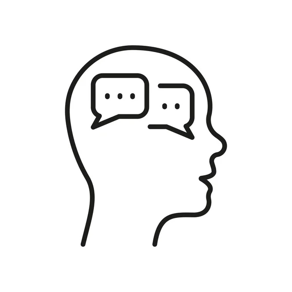 Inner Dialog Human Head Line Icon Personnes Conversation Interne Pictogramme — Image vectorielle