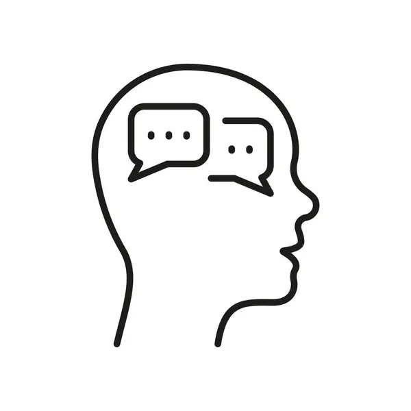 Inner Dialog Human Head Line Icon Personnes Conversation Interne Pictogramme Vecteur En Vente