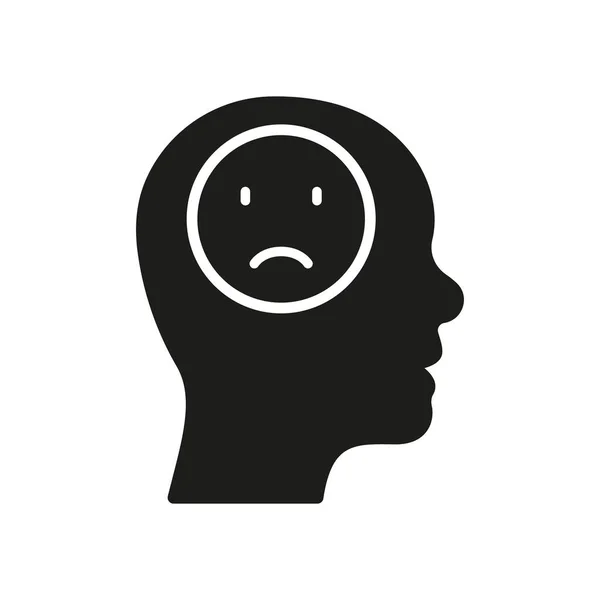 Icône Silhouette Pensée Négative Pessimisme Frustration Symbole Expression Furieuse Trouble — Image vectorielle