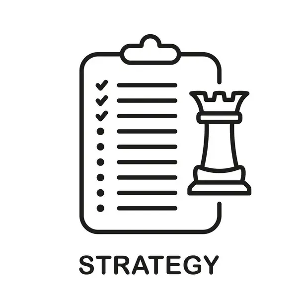 Estratégia Ícone Linha Táctica Plano Estratégico Clipboard Pictograma Linear Símbolo —  Vetores de Stock