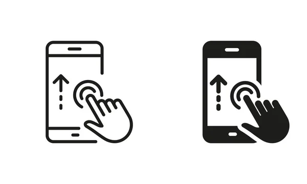 Faites Défiler Vers Haut Dans Ligne Téléphone Portable Silhouette Icône — Image vectorielle