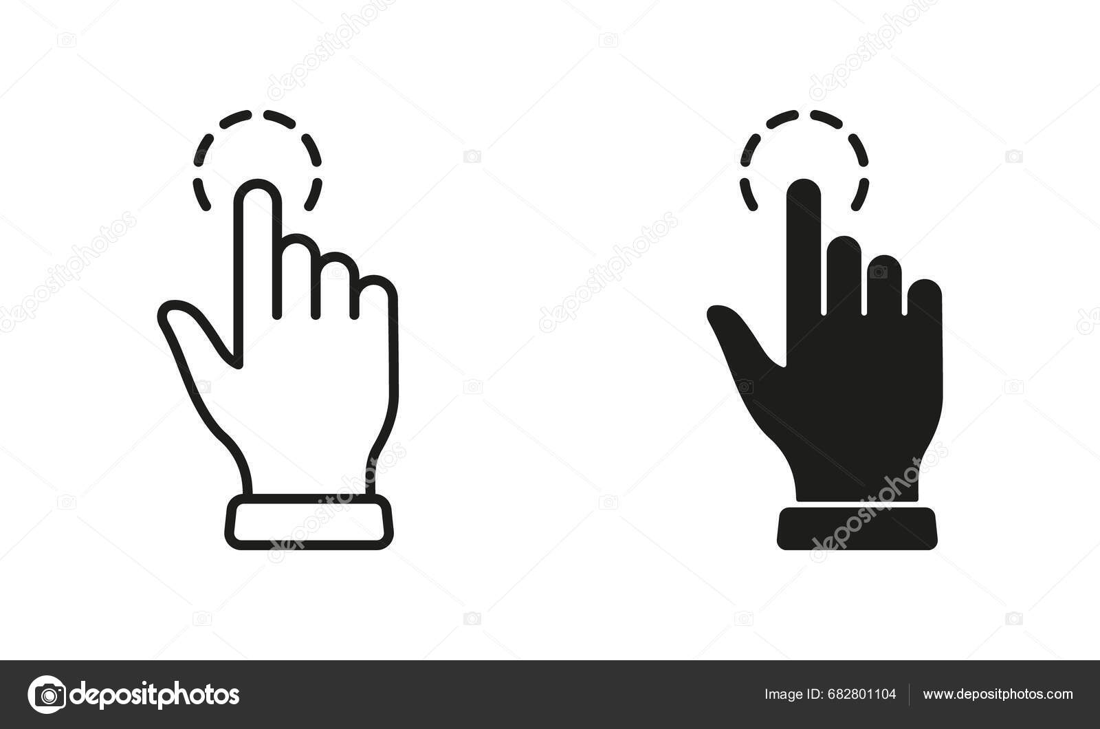 Touch Gesture Hand Cursor Computer Mouse Line Silhouette Icon Set Stock ...