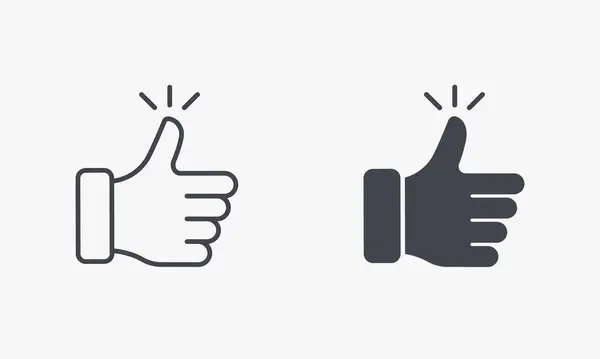 Siluet ve Simge Çizgisi gibi. Baş parmak yukarı Pictogram. Sembol Koleksiyonunu Onayla, Onayla, Kabul Et, Onayla. Finger Up Jest, Sosyal Medya 'nın en iyi jesti. İzole Vektör İllüstrasyonu.