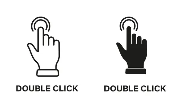 Double Click Gectuure Hand Cursor Computer Mouse Line Silhouette Black 벡터 그래픽