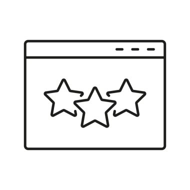 Web sitesi Değerlendirme Satırı Simgesi. Sosyal Medya Uygulamasında Yıldızlar Lineer Pictogram. Kullanıcı İncelemesi. Müşteri Geribildirim Özeti Sembolü. Favori Uygulama Düğmesi. Düzenlenebilir Vuruş. İzole Vektör İllüstrasyonu.