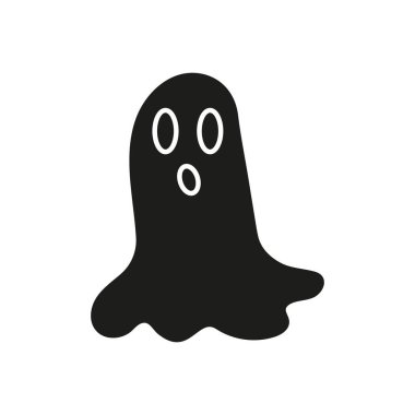 Korkunç Hayalet Siluet Simgesi. Ürkütücü Cadılar Bayramı Ruh Sembolü. İzole Vektör İllüstrasyonu.