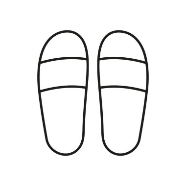 Bir çift uyku terliği çizgisi ikonu. Ev İçi Rahatlığı İçin Rahat Ayakkabı Taslak Sembolü. Düzenlenebilir Vuruş. İzole Vektör İllüstrasyonu.